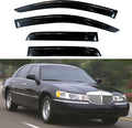 KPY Window Visor Compatible with Lincoln Town Car Sedan 1998-2010, Rain Guard Window Vent Deflectors Tape-On Style, 1998 1999 2000 2001 2002 2003 2004 2005 2006 2007 2008 2009 2010 (Sedan Only)