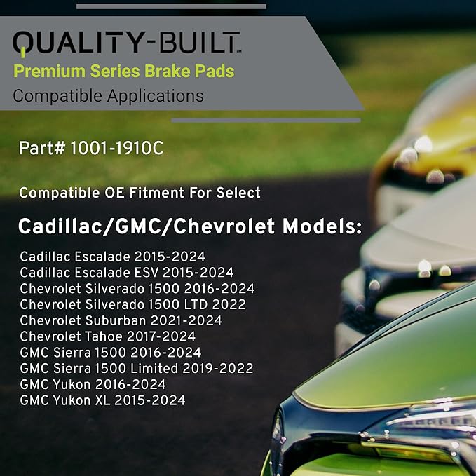Premium Ceramic Front Brake Pads (1001-1910C) Compatible with 2015-2024 Cadillac/Chevrolet/GMC (Escalade/Sierra 1500/Sierra 1500 Limited/Silverado 1500/Suburban/Tahoe/Yukon & More)