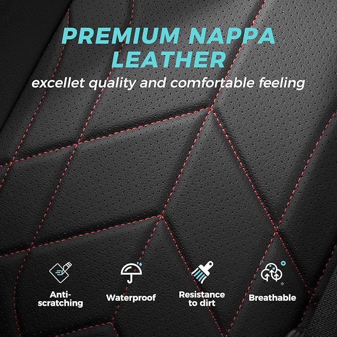 for Toyota RAV4 Seat Covers 2013 2014 2015 2016 2017 2018 RAV 4 XLE SE Limited Platinum Adventure (not for LE&Hybrid) - Custom Leather Car Seat Covers Full Set - BlackRed