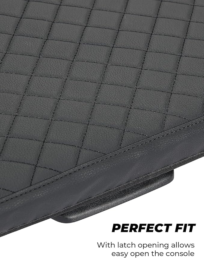 ISSYAUTO Center Console Cover Compatible with 2019-2024 Ram 1500 New Model Jump Seat Console, Armrest lid Cover Leather Arm Rest Covering for Car, Durable Middle Console Cover Armrest Box