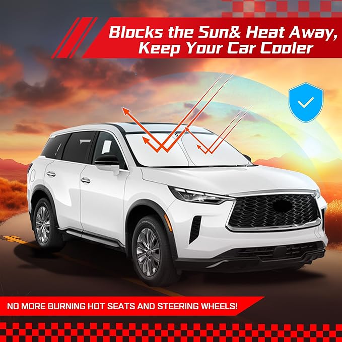 ARISMOTOR Windshield Sun Shade for Infiniti QX60 2022-2025, Custom Fit Foldable Front Window Sunshade Sun Visor Protector, Block UV Rays Keep Your Car Cooler