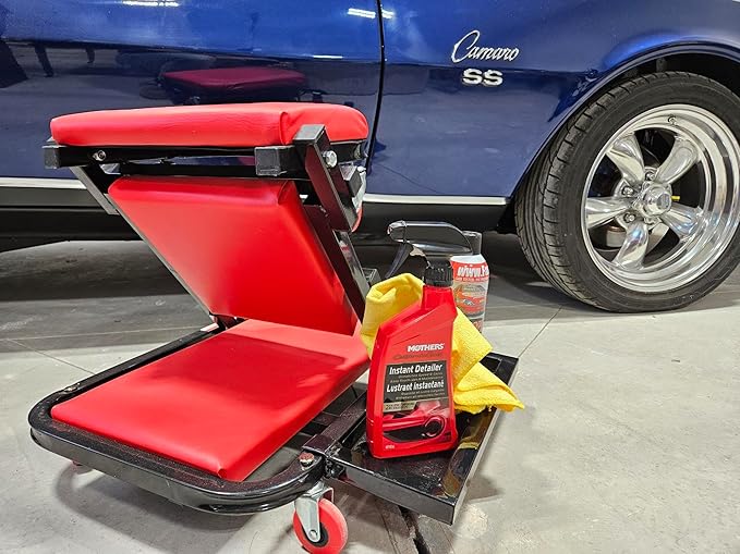 40" Mechanics Creeper Z fold with Side Tool Tray, 3 in 1 Low Profile,7pc-2.5" (360°) Swivel castors, Heavy Duty 450lb Laying Capacity 300lbs Seated, Home and Garage,