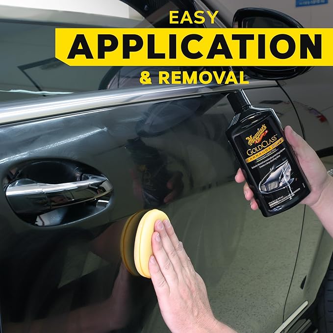 Meguiar's Gold Class Carnauba Plus Premium Liquid Wax Kit, Car Detailing Kit with a Pure Carnauba Wax Blend and a Foam Applicator Pad for Keeping Glossy Paint Protected Like a Pro, 16 Oz Bottle