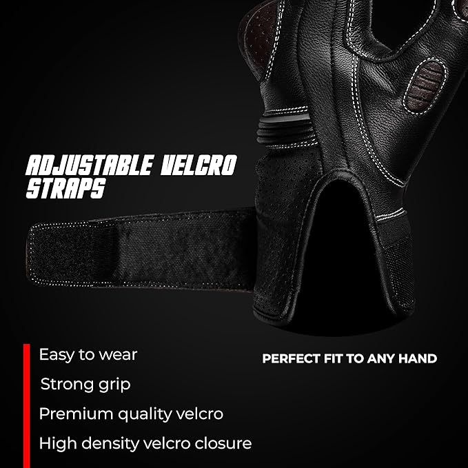 J.A.G. Motorcycle Gloves - Premium Leather Perforated Motorcycle Gloves for Men with Knuckle Protection | Touchscreen Motorbike Riding Gloves