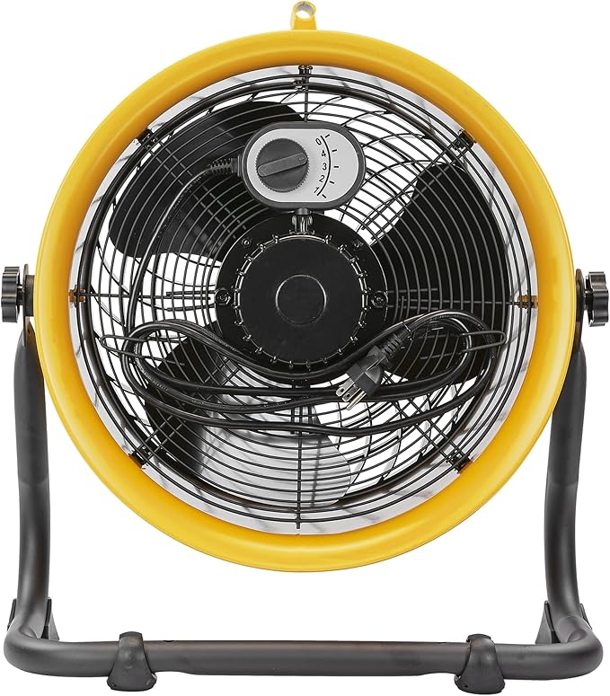 CATERPILLAR (HVD-14AC) High Velocity 14" Drum Air Circulator Fan with Heavy Duty Industrial Grade 360-degree Adjustable Drum Head, and 2300 CFM Dual Ball Bearing 4-speed Motor, Yellow