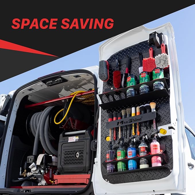 Maxshine Universal Detailing Spray Bottle Holder - Holds 5 Sprayers (16oz), Sturdy & Lightweight Organizer, Easy Wall Mounting, Ideal for Garage & Mobile Use, Auto Detailing Accessories & Supplies