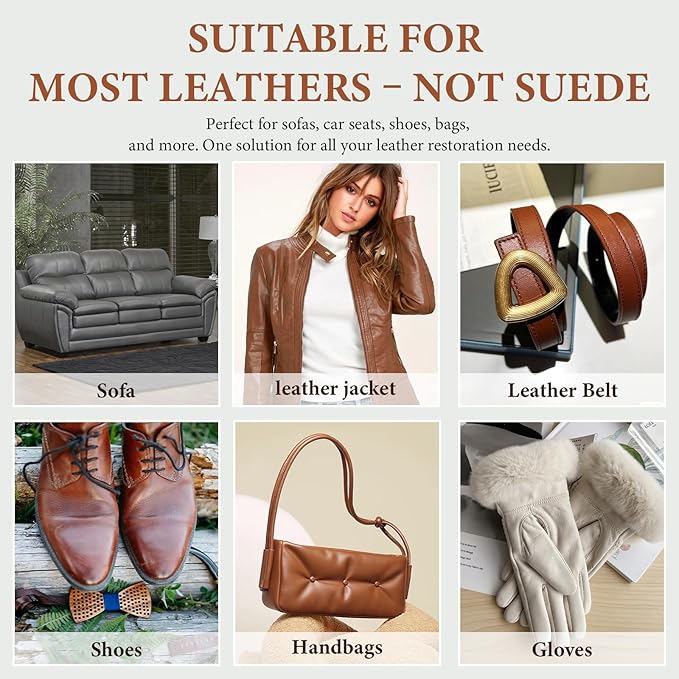 Leather Recoloring Balm Leather Color Restorer Scratch Repair Leather Paint for Furniture Couches Car Seats Shoes Bags Leather Dye and Restorer Restores Faded and Scratched Leather-White