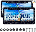License Plate Frames Black and White License Plate Holder Galaxy Moon and Stars Starry Sky Planets Aluminum Metal Car Accessory 2 Pack with Screw Covers Set