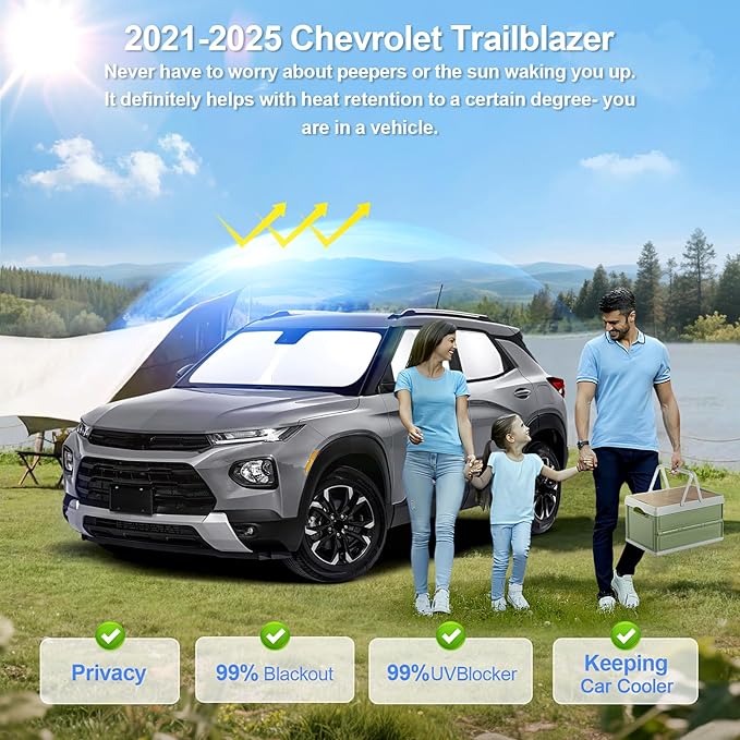 6pcs Car Window Shades for Chevrolet Trailblazer 2021-2025 Accessories,Windshield Side Rear Full Sunshade,Sun Visor UV Blocking, Privacy Protection and Blackout for Camping Outdoor