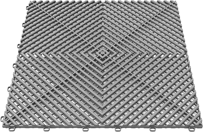 25PCS|15.7"x15.7" Garage Flooring Tiles, Non-Slip Interlocking Plastic Garage Floor Mat, Garage Organization & Garage Storage, Vented Pattern (Grey)