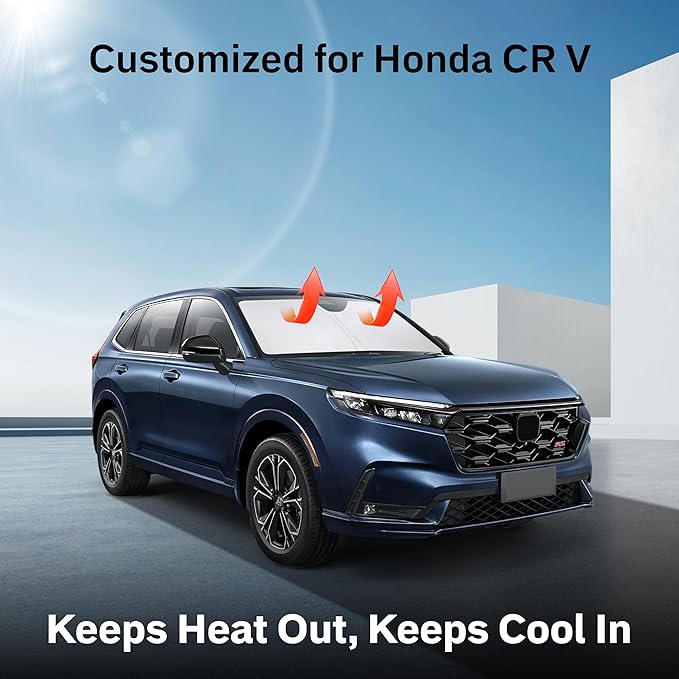 for Honda CRV - 2017 2018 2019 2020 2021 2022 EcoNour Car Windshield Compatible with Storage Pouch | Front Window Sun Protector for UV Rays & Sun Heat | Car Interior Accessories Fit Honda CRV Models