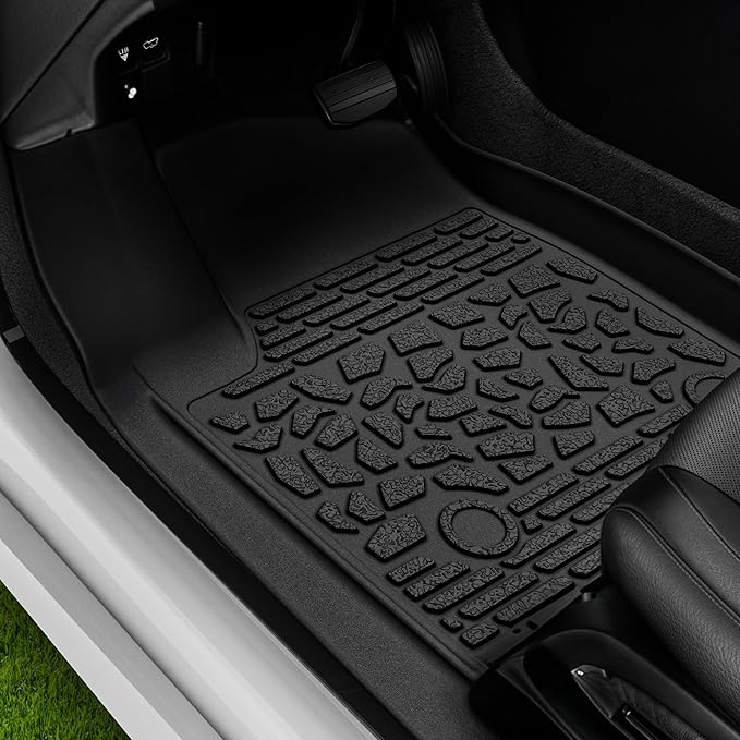 AUTOSAVER88 Floor Mats Fit for Chevy Silverado/for GMC Sierra 1500 2019-2025 Crew Cab, Chevrolet Silverado/GMC Sierra 2500HD/3500HD 2020-2025 Crew Cab, Rear Row w/Factory Carpeted Storage, Black