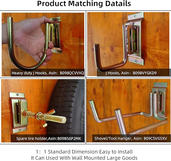 10PCS Heavy Duty E Track J Hooks，Large Steel 5" J Hook E Track Accessories for Enclosed Trailer,Workshop & Garage,Maximum Load 1400 Pounds(1/2" Diameter Solid Steel)