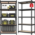 2 Pack 5 Tier Garage Shelving Unit, 72" H x 35.55" W x 16" D Metal Storage Shelves Heavy Duty, Adjustable Garage Storage Utility Rack for Kitchen Pantry Basement Bathroom Closet