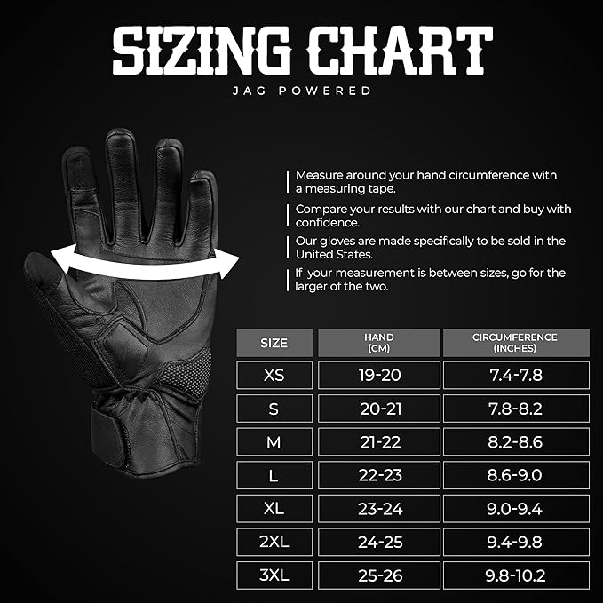 J.A.G. Motorcycle Gloves - Premium Leather Perforated Motorcycle Gloves for Men with Knuckle Protection | Touchscreen Motorbike Riding Gloves