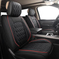 JOJOBAY Car Seat Covers for Dodge Ram 2 Pcs Front,Fit Ram 2009-2025 1500/2500/3500 Pick-up Truck,Crew,Regular,Quad,Mega Cab,Waterproof Leather Seat Covers Protectors（2 PCS Front,Black/Red）