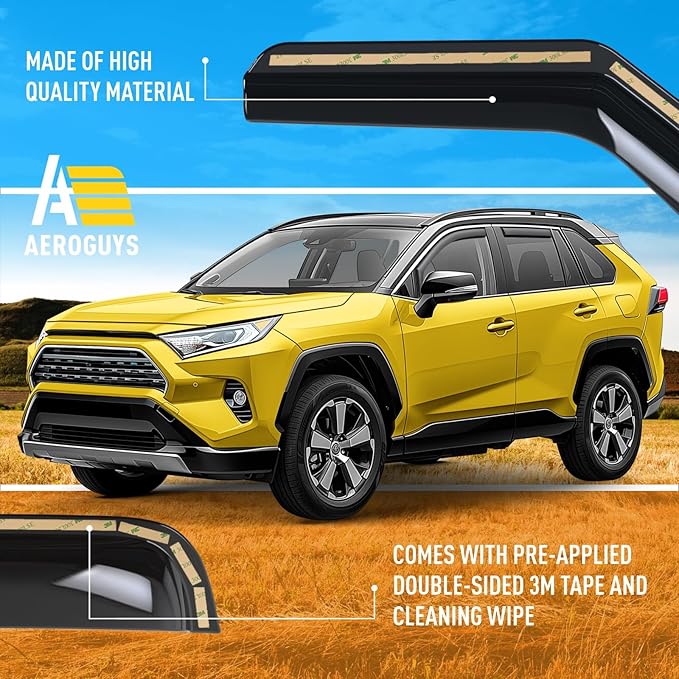 Extra Durable Window Deflectors in-Channel Window Visors Rain Guards Fit for Toyota RAV4 2019-2025, Sun Visors, Wind Vent for Shades, Exterior Car Accessories - 4pcs. AG0668