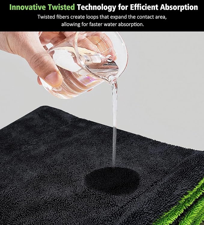 28" x 36" Car Drying Towel Extra Large, 1400 GSM Double Sided High Absorbent Car Wash Drying Towels, No Scratches or Streaks, Quick Dry Microfiber Towels for Cars Truck SUV, Green