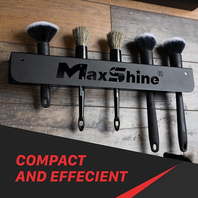 Maxshine Universal Detailing Brush Holder - 10 Car Detailing Brushes Organizer, Sturdy, Simple & Lightweight Design, Easy Wall Mounting for Access, Premium Auto Detailing Accessories & Supplies