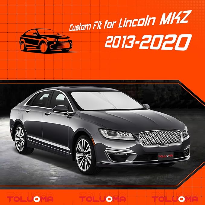 Custom Fit Windshield Sun Shade for Lincoln MKZ 2013-2020 - Full Coverage, 210T Reflective Fabric, Double-Layer Design - Blocks 99% UV Rays, Keeps Car Cool, Easy to Install and Store