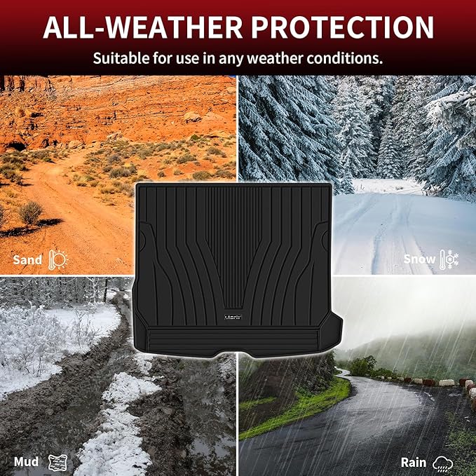 LASFIT Cargo Mat for Mercedes Benz GLC SUV 2025 2024 2023 300 / 300e / 43 AMG, All Weather TPE Custom Fit Mercedes Benz GLC SUV Trunk Mat Cargo Liner, Black