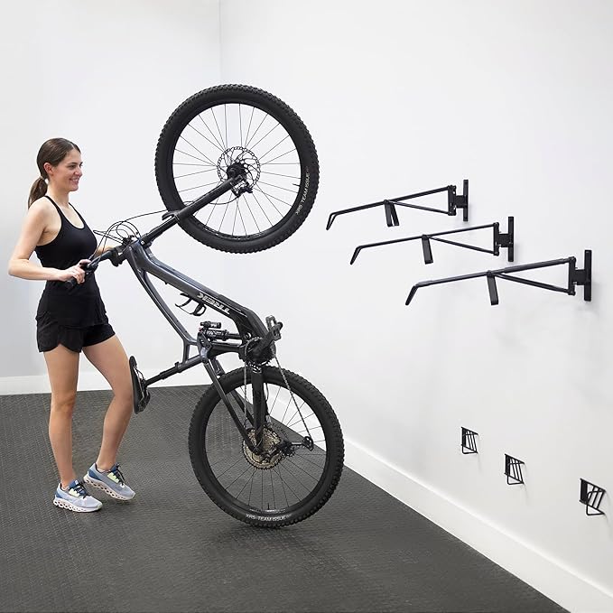 StoreYourBoard SwivelStow Mountain Bike Storage Rack 2 Pack – Heavy Duty Bike Hanger, No-Lift Bike Wall Mount for Garage Bike Storage, MTB and E-Bike, Holds 70 lbs, Patent-Pending
