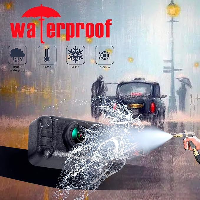 YIMU Backup Camera System with License Plate Backup Reverse Camera, Easy Installation, Plug & Play, DIY Guide Lines, 150° Wide Angle, Night Vision, IP69K Waterproof, Optional Dual Bracket K4302