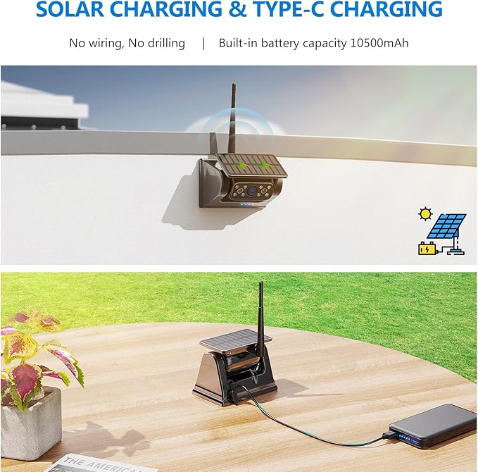 WiFi Magnetic Solar Wireless Backup Camera, 10500mAh Rechargeable 1080P Rear View Camera for Truck RV Trailer Car, DVR Recording Night Vision IP69 Waterproof, App for Phone iOS Android AP1 DVKNM