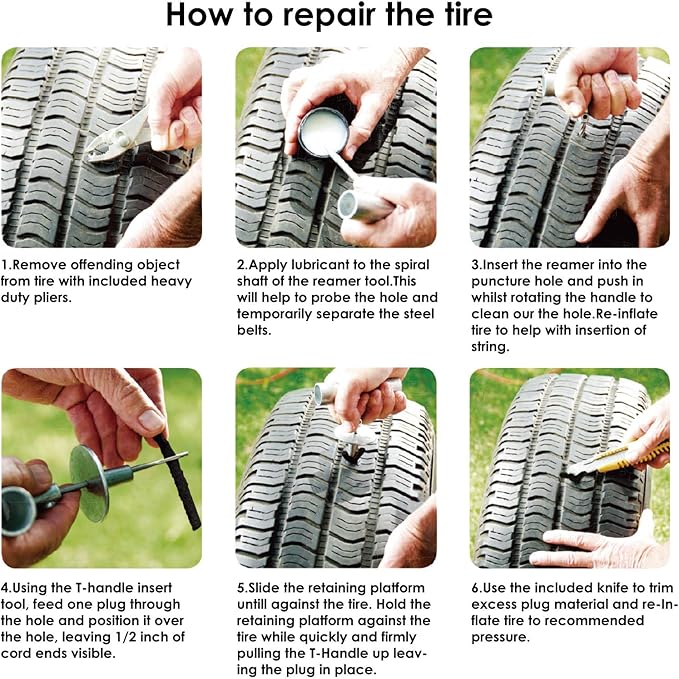 Tire Repair Kit, 87pcs Tire Patch Kit with Plugs to Fix Punctures and Plug Flats for Car, Motorcycle, Truck, Tractor, Trailer, RV, ATV, ARB, SUV