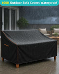 Outdoor Sofa Cover, Waterproof Patio Furniture Cover 90W x 36D x 33H inches Heavy Duty 600D Oxford Fabric Black