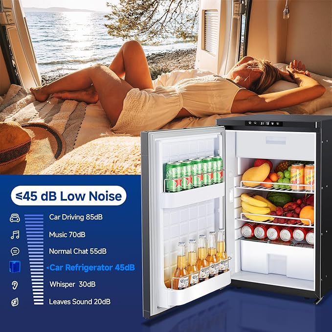 BODEGACOOLER 12 Volt Refrigerator, 83L RV Refrigerator APP Control, RV Fridge and Freezer, Travel Compressor Cooler with Lock, (-4℉-46℉) Car Fridge for Truck, RV, Camping, Boat -12/24V DC, Black