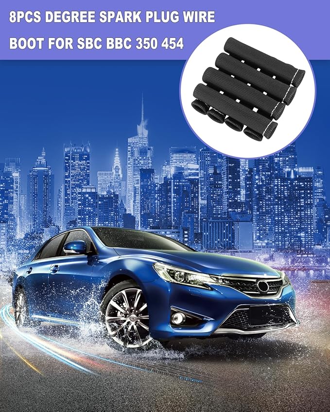 Spark Plug Wire Boots Protector - 8 PCS 2500° Spark Plug Heat Sleeve, 6 Inches Spark Plug Wire Heat Shield Protection Cover Replacement for LS1 / LS2 SBC BBC 350 454 Car Truck, Black