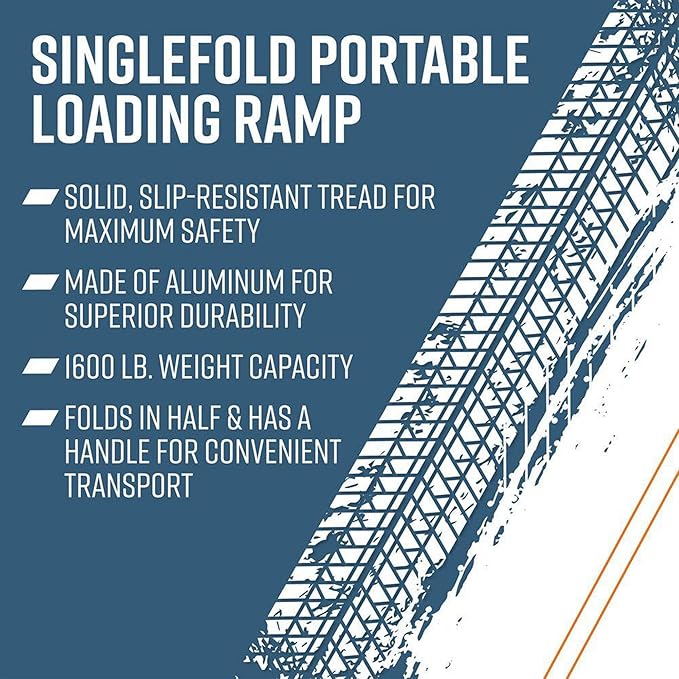 EZ-ACCESS TRAVERSE 2 Foot Durable Aluminum All Weather Singlefold Portable Folding Loading Ramp with Carrying Handles, Silver