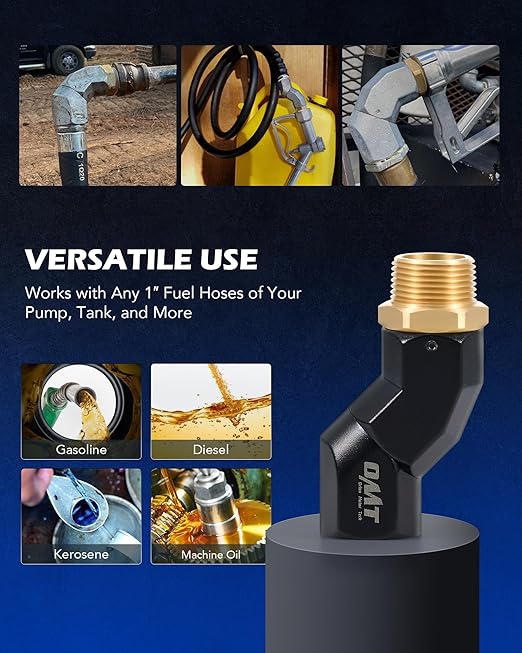 Orion Motor Tech 1" NPT Fuel Hose Nozzle Swivel, 1" Dual NPT Fuel Transfer Pump Nozzle Swivel, Multi Plane 360 Rotating Fuel Pump Tank Hose Swivel