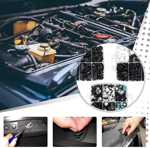 Car Push Retainer Clips 845pcs with 24Most Popular Push Pins for Automotive Parts Sizes Auto Push Pin Screw Clips with 10 Cable Ties and Blue Fastener Remover for Ford GM Toyota Honda Chrysler Nissan