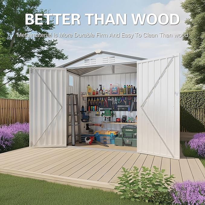 ARMSET 6x3.5 FT Metal Outdoor Storage Shed for Patio & Backyard - Waterproof Small Shed, Lockable Tool Shed with Clear Window, Galvanized Steel Garden Storage Cabinet for Tools and Bikes