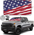 Autoamerics 1-Piece Windshield Sun Shade USA Art Flag - 2 American Design - Foldable Car Front Window Sunshade for Most Sedans SUV Truck - Blocks Max UV Rays and Keeps Your Vehicle Cool - Large
