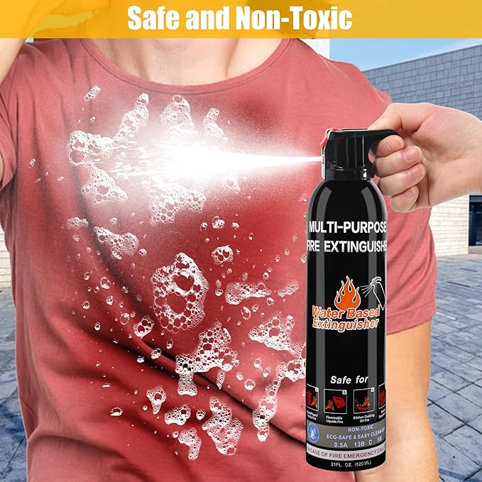 Fire Extinguishers for Home, 1 Pack Vehicle Fire Extinguisher with Mount, Portable Fire Extinguisher Effective on A, B, C, K Fires, Water-Based Extinguisher for Car Boat Office Truck Kitchen Garage RV