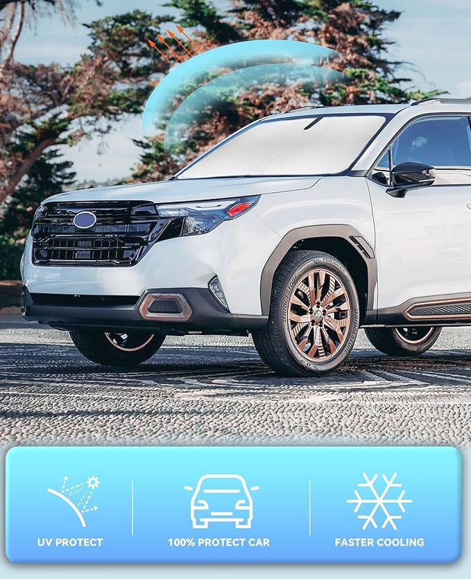 Sun Shade for Forester Windshield Sunshades for Forester 2019-2022 2023 2024 2025 Windshield Cover Front Window Shields Car Interior Accessories Upgrade Sun Visor Protector Blocks UV Rays