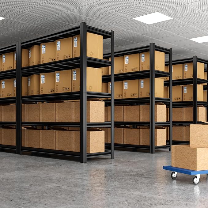 5 Tier Metal Shelving Unit 84" H x 48" W x 24" D, 3000LBS Adjustable Storage Shelves, Heavy Duty Garage Shelves for Warehouse, Basement, Kitchen, Pantry, Living Room, Black
