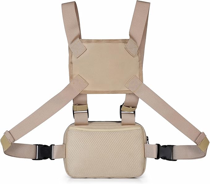 Outdoor Chest Bag For Men, EDC Chest Pack With Built-In Phone Holder, Lightweight Chest Rig Pouch