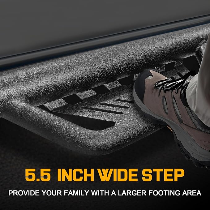 BINARY STAR Running Boarads Compatible with Vehicle 2022-2025 Toyota Tundra CrewMax Cab, 5.5 Inch Drop Down Tundra Side Steps, One-Piece Design Step Bars Made with Carbon Steel.