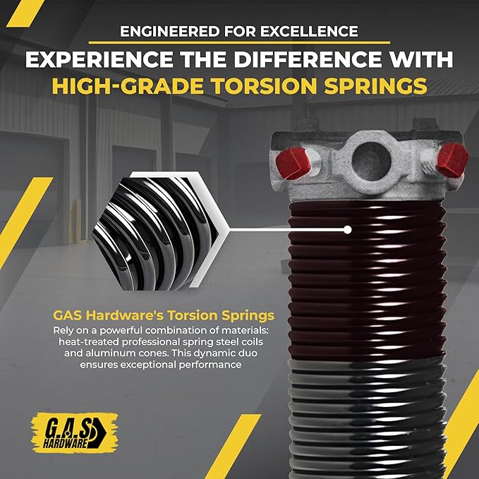 Garage Door Torsion Spring 234x2x25 Torsion Springs for Left Side of Garage Door with 1" Steel Bearing, Gloves, and Winding Bars Precision E-Coating 5-Year Warranty Minimum 30,000 Cycles (Red Cone)