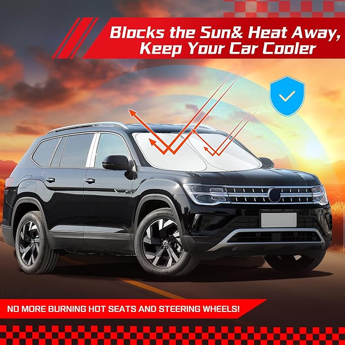 ARISMOTOR Windshield Sun Shade for Volkswagen Atlas 2018-2025, Custom Fit Foldable Front Window Sunshade Sun Visor Protector, Block UV Rays Keep Your Car Cooler