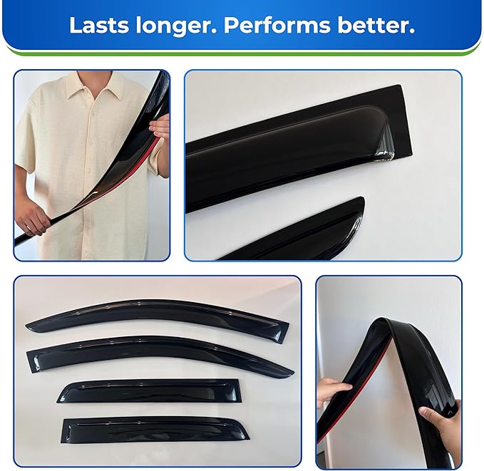 KPY Window Visor Compatible with 2007-2013 Chevy Silverado Avalanche & GMC Sierra 1500, Rain Guard Vent Deflector for 2007-2014 Silverado/Sierra 2500HD/3500HD/Yukon XL, 2009 2010 2011 2012 (Crew Cab)