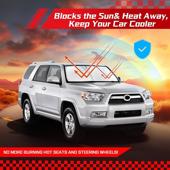 ARISMOTOR Windshield Sun Shade for Toyota 4Runner 4-Runner 2010-2025, Custom Fit Foldable Front Window Sunshade Sun Visor Protector, Block UV Rays Keep Your Car Cooler