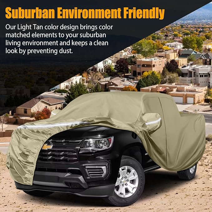 Waterproof Truck Covers Replace for 2005-2025 Toyota Tacoma Double Cab 5ft, Multilayer Heavy Duty with Cotton Liner All Weather Car Cover with Zipper Door, Windproof Bands for Snow Rain Protection