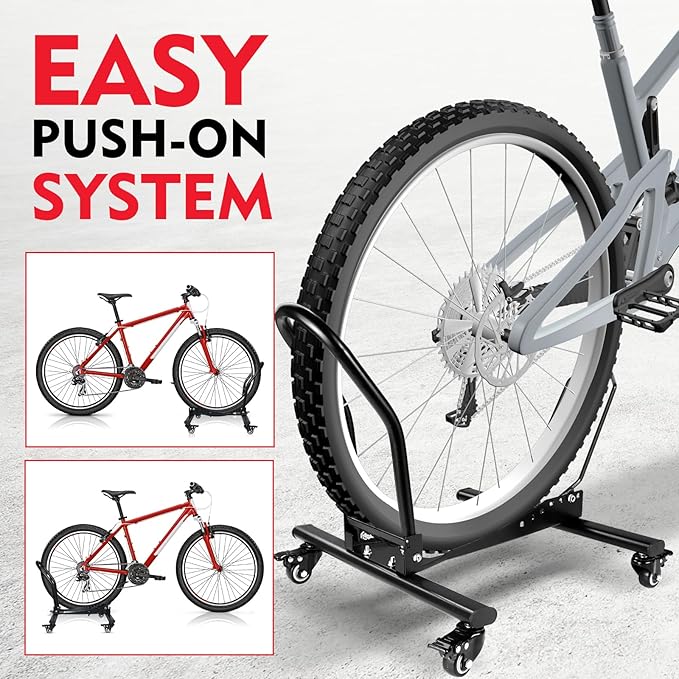Bike Floor Stand Freestanding Space-Saving Indoor Garage Bike Storage Bicycle Parking Rack Adjustable for 20"-29" Mountain Road Bikes