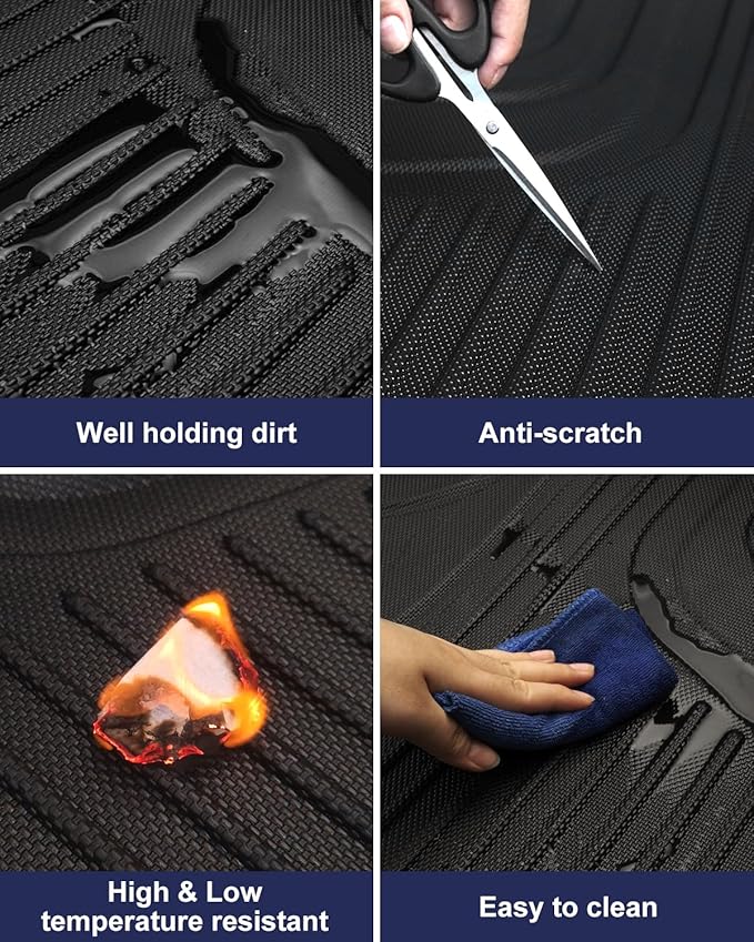 Original Floor Mats & Cargo Liner Fit for Honda HRV HR-V 2016-2022 (AWD Models ONLY) - All Weather Protection HR-V Car Mats Set - 1st & 2nd Row Full Set TPE Car Floor Liners with Trunk Mat Black