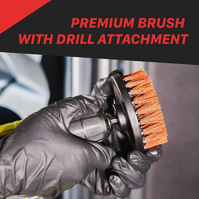 Maxshine M8 Medium-Duty Upholstery Carpet Brush with Drill Attachment - Removes and Scrubs Grime, Stains, and Spots from All Types of Upholstery and Carpets in Leather and Fabric (4")